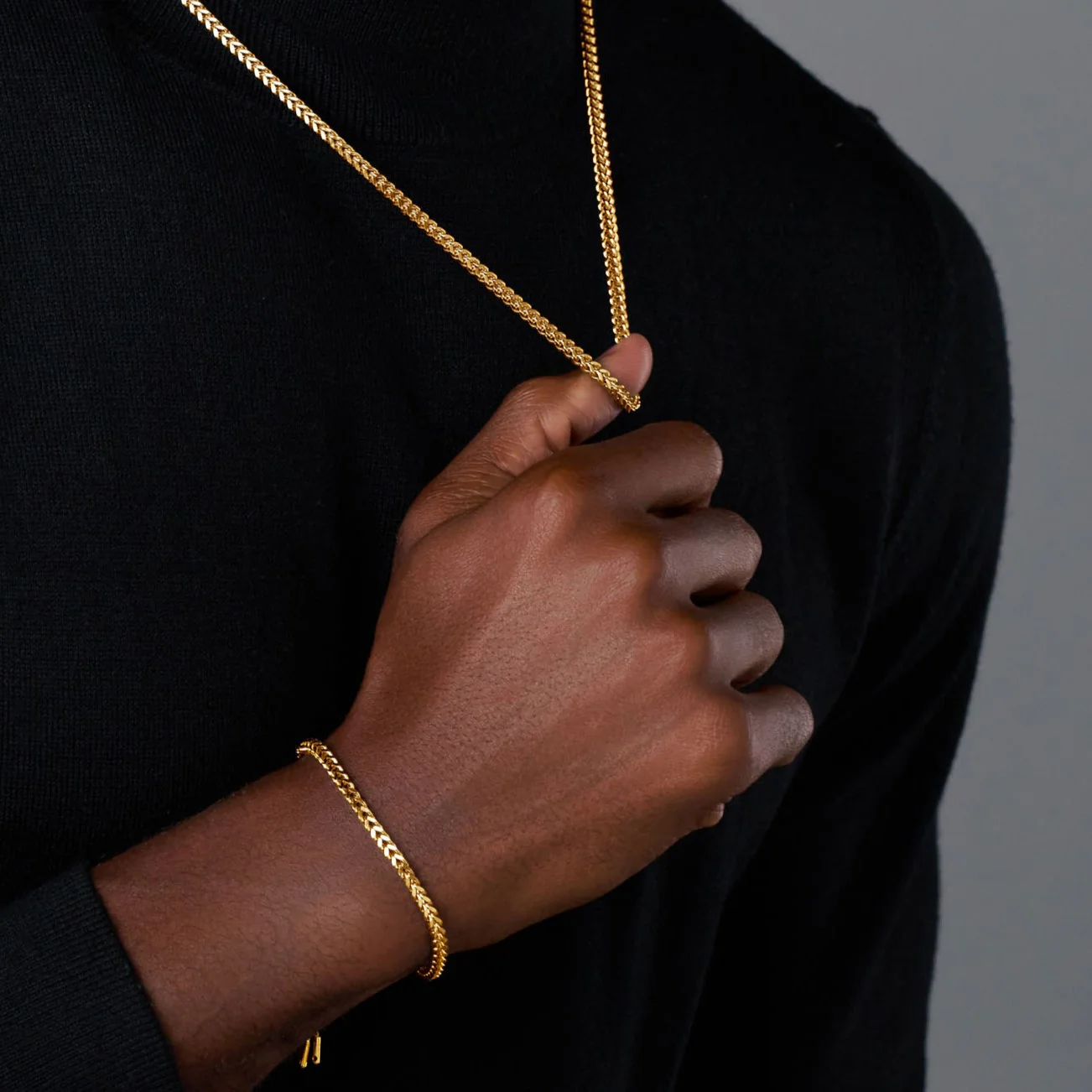 Franco Chain + Bracelet (Gold) - 3mm - Image 5