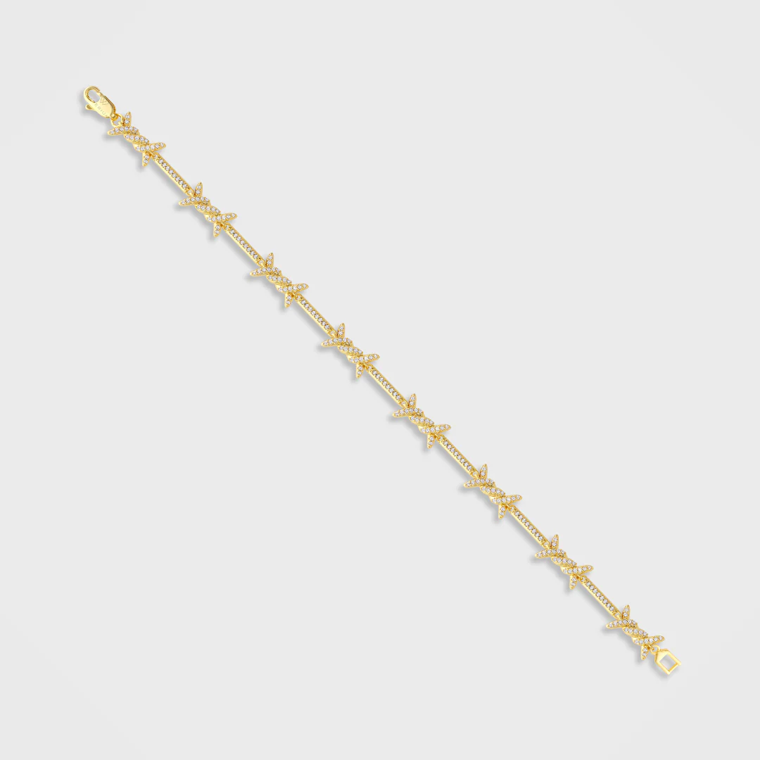 Iced Barbed Wire Bracelet (Gold) - 6mm - Image 3