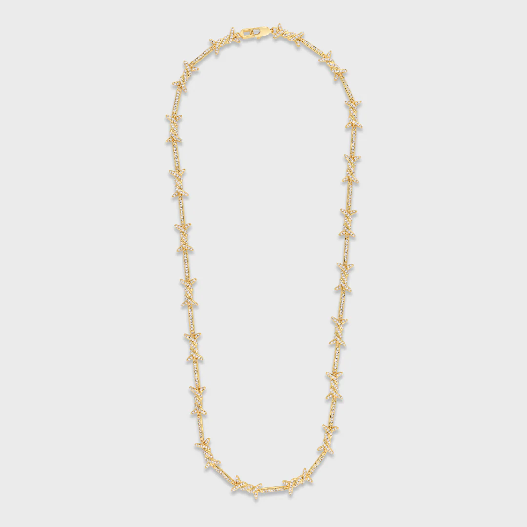 Iced Barbed Wire Chain (Gold) - 6mm - Image 5