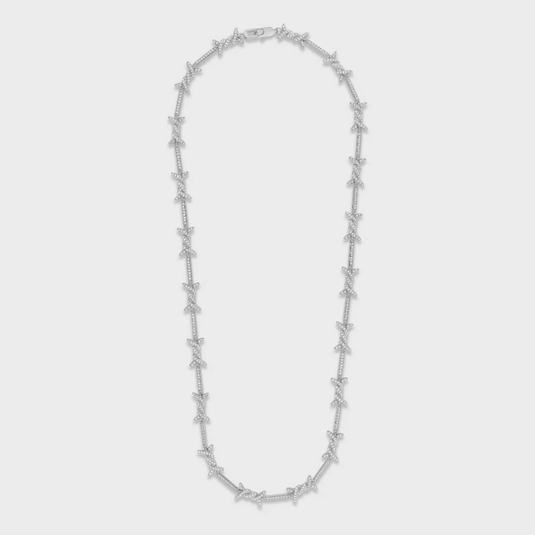Iced Barbed Wire Chain (Silver) - 6mm - Image 5