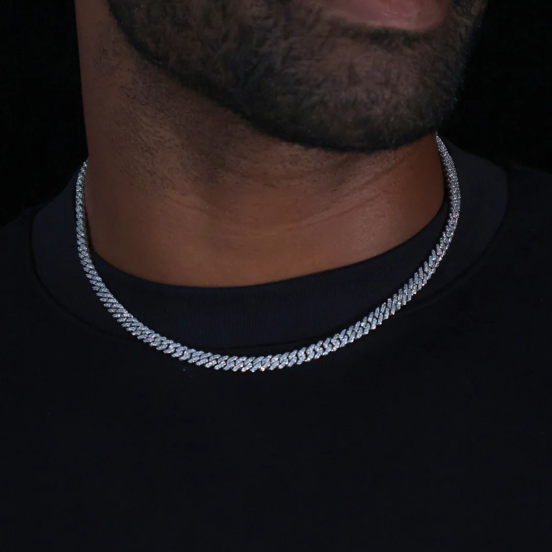 Iced Micro Prong Cuban Chain (Silver) - 6mm - Image 2