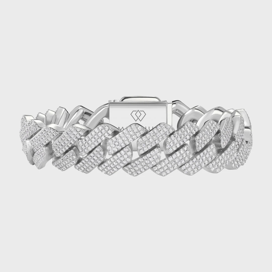 Iced Prong Cuban Chain + Bracelet (Silver) - 20mm - Image 5