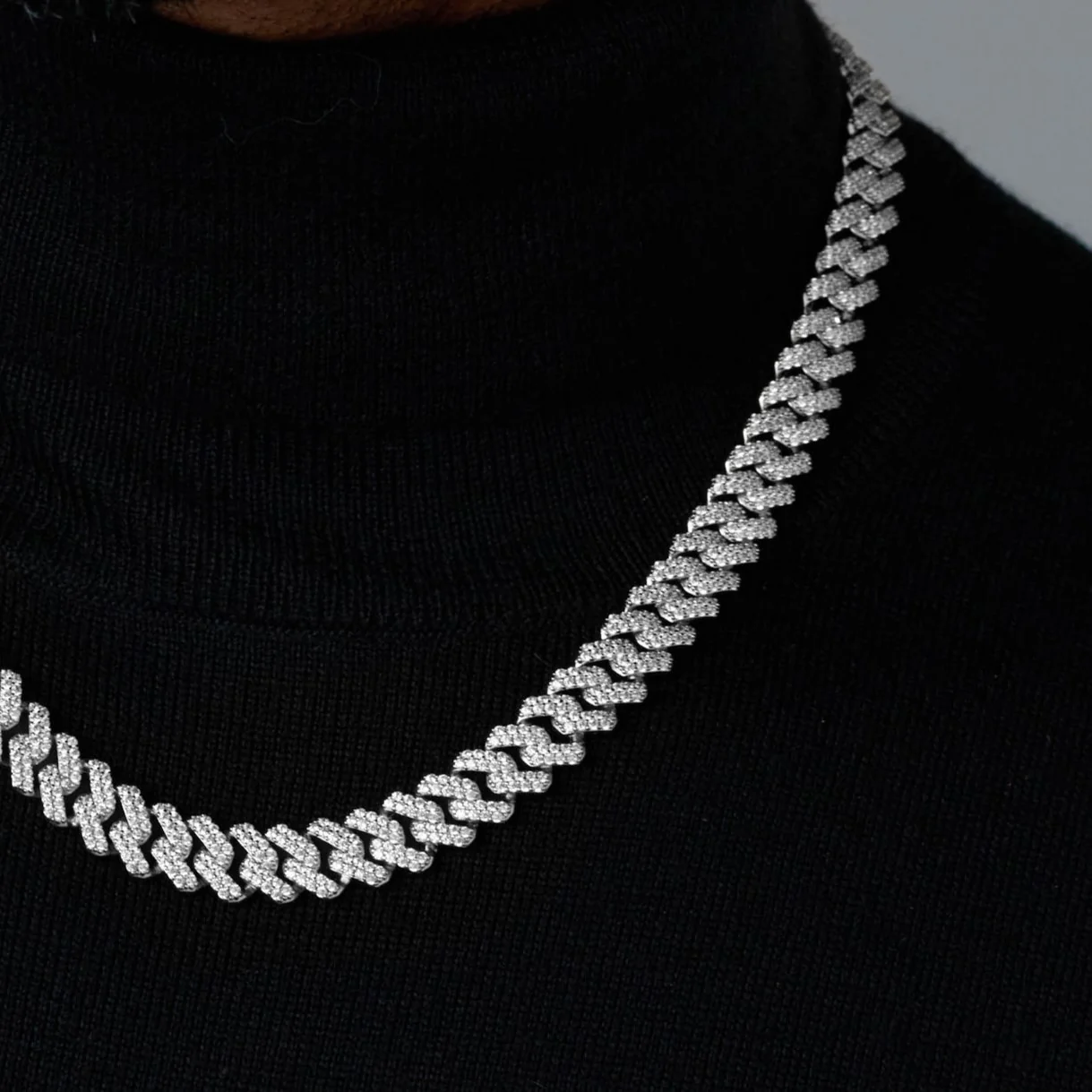 Iced Prong Cuban Chain (Silver) - 10mm - Image 5