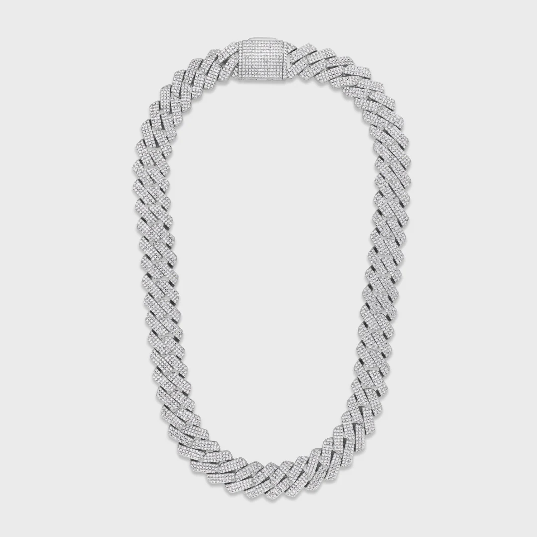 Iced Prong Cuban Chain (Silver) - 20mm - Image 3