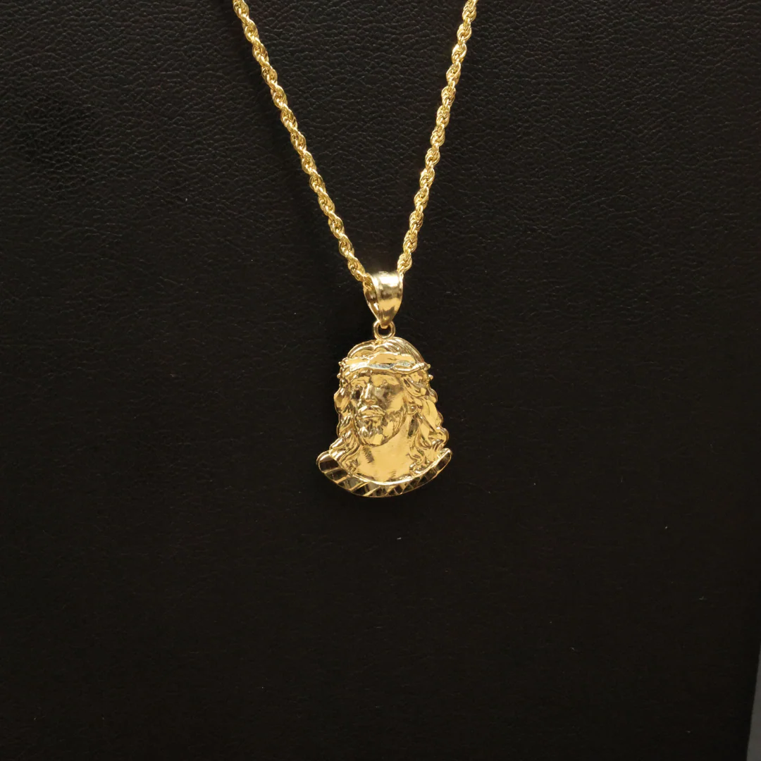 Solid Gold Small Jesus Pendant - Image 2