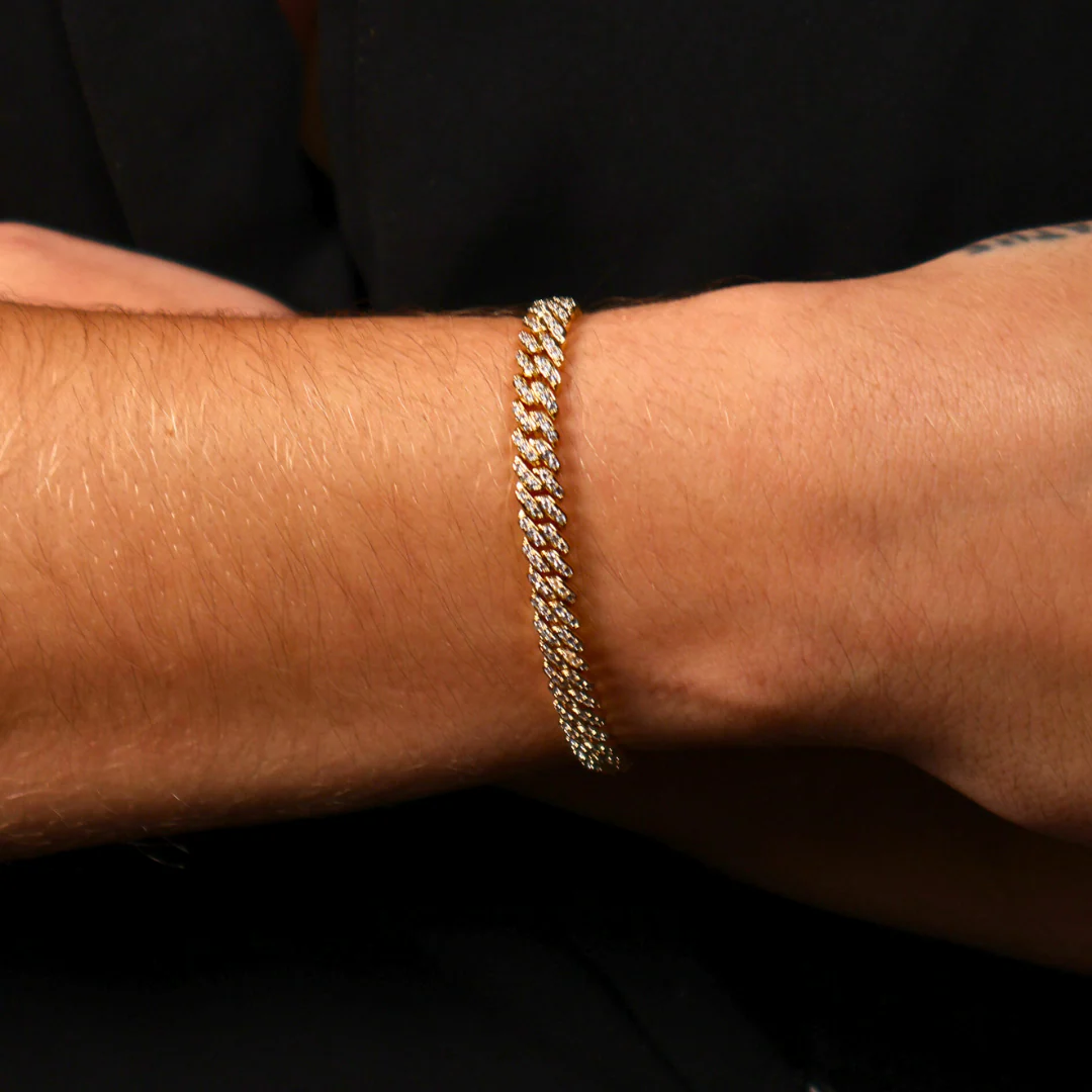 Women's Iced Micro Prong Cuban Bracelet (Gold) - 6mm - Image 4