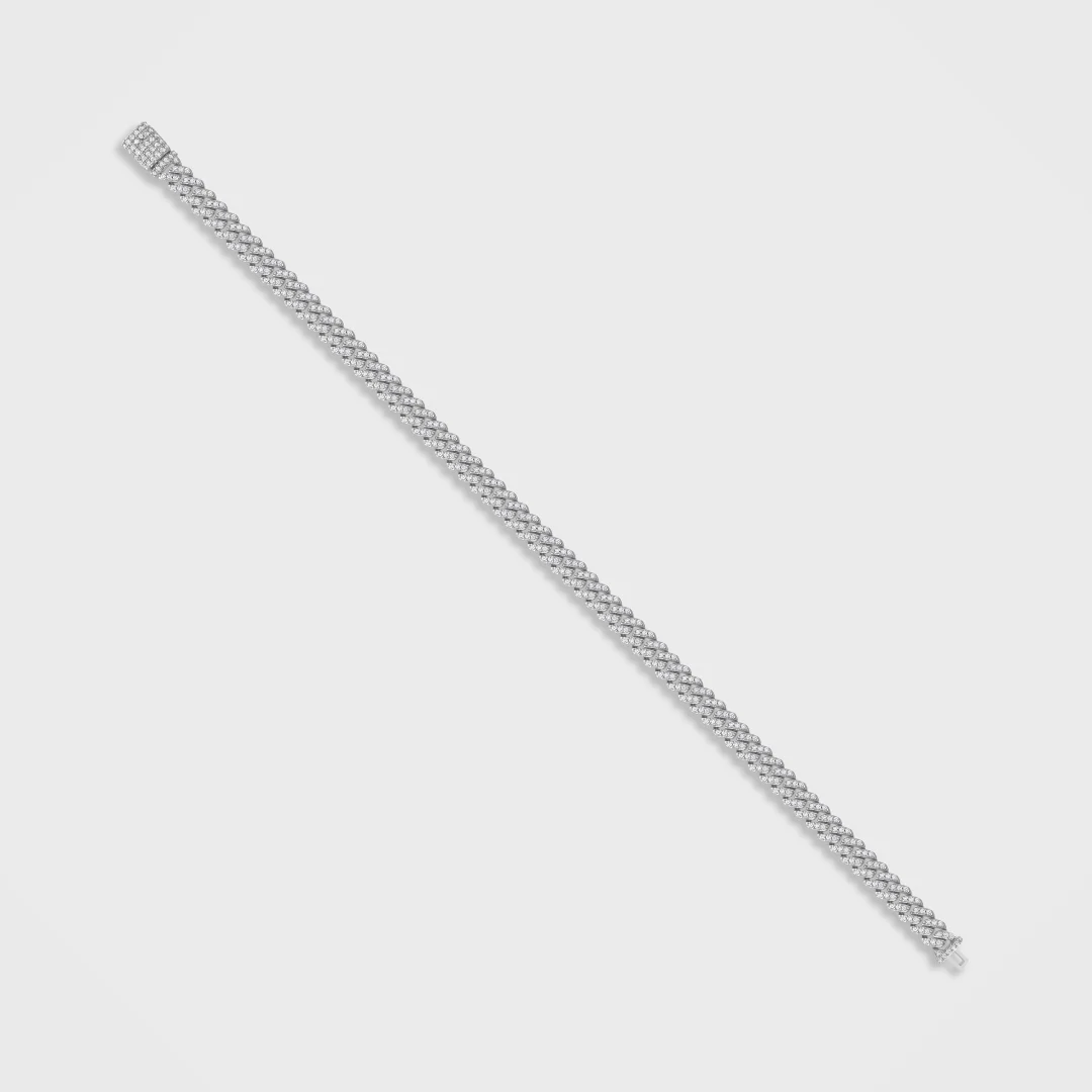 Iced Micro Prong Cuban Bracelet (Silver) - 6mm - Image 3