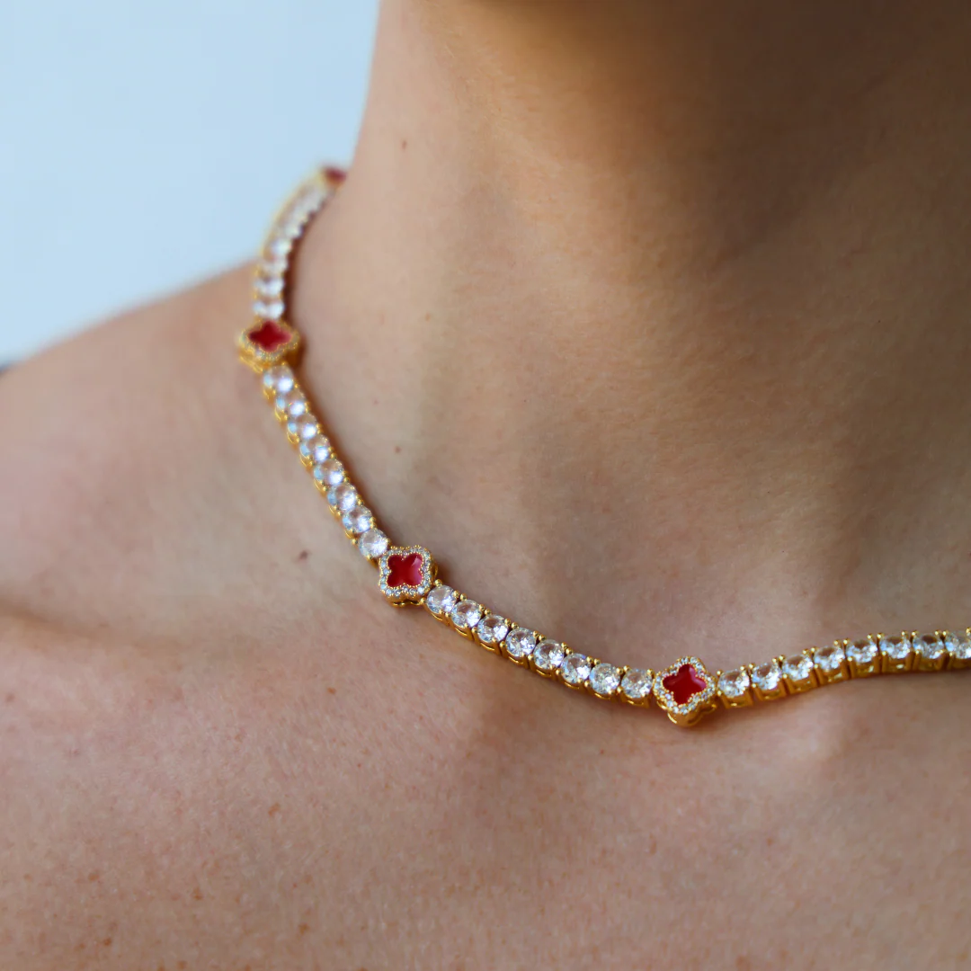Women's Red Clover Tennis Chain (Gold) - 4mm - Image 4