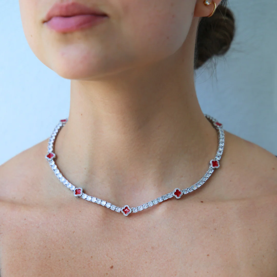 Women's Red Clover Tennis Chain (Silver) - 4mm - Image 2